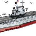 MEOA USS Enterprise Aircraft Battleship Building Toys 1883PCS WW2 Army CV-6 Carrier Building Blocks with Molded Airplane & Display Stand Military Navy Ship Model for Adults