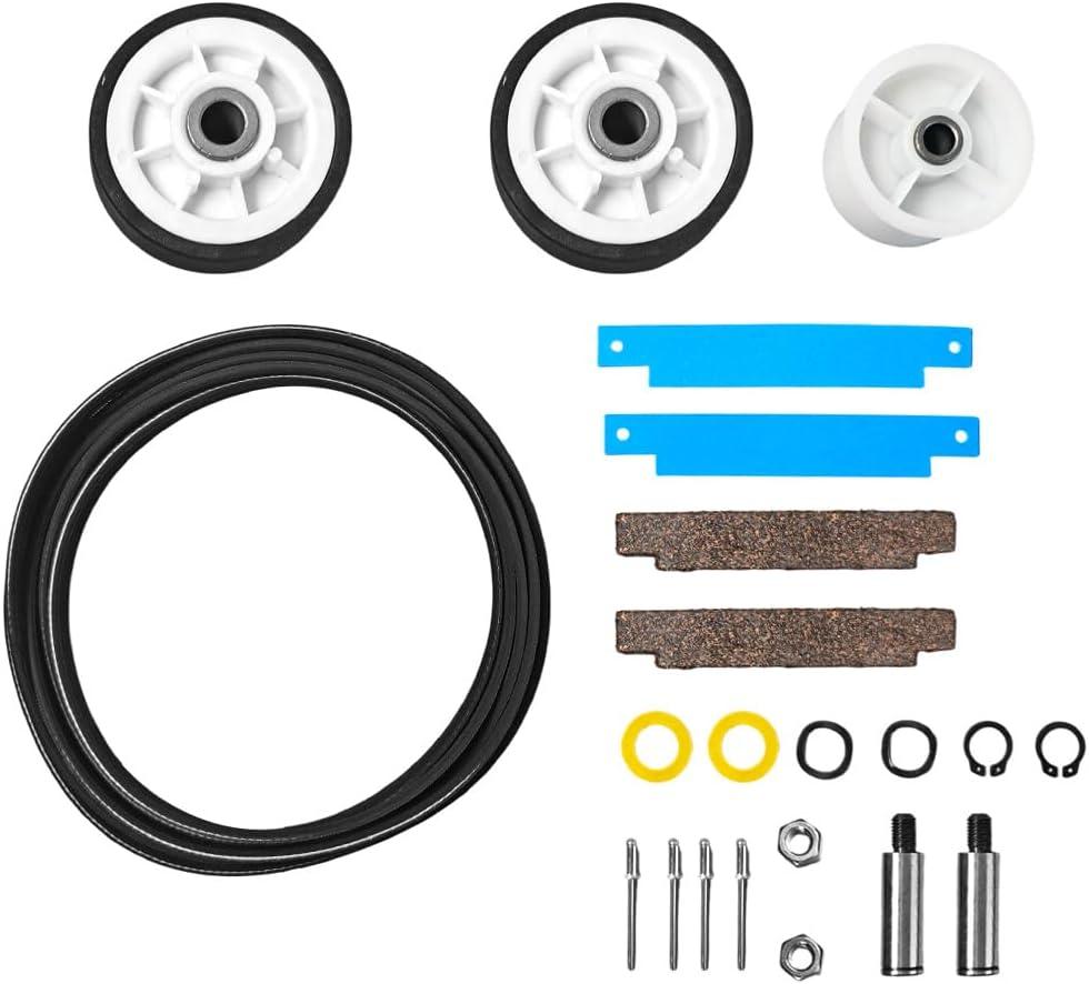 Dryer Repair Kit 12001541 303373K with 306508 Bearing, WP33002535 Belt, 6-3700340 Pulley for Maytag Neptune Crosley Kenmore MDE5500AYW MDE6000AYW