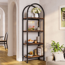 4-Tier Bookshelf, Arched Bookcase Display Rack with Storage Shelves
