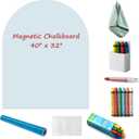 Magnetic Chalkboard Wall Decal 40"x32" - Upgraded Adhesive, Includes Wipe Cloth, Chalk Holder, 6 Dust-Free Chalks, Peel and Stick Blackboard for Kids Playroom, School, Home Decor (Light Blue)