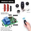 DieseRC DC 12V 24V 30V Secure Remote Control Switch Universal Wireless 433Mhz Rf 10A Relay Receiver Board with 2 Transmitter Key Fobs for Motor Light Gate Door DIY Wireless Controller
