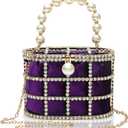 CARIEDO Evening Handbag Women Clutch Purses with Pearl Diamonds for Wedding Prom Birthday Party Dinner Accessories (Purple)