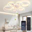 Ceiling Fans with Lights and Remote,43.3in Low Profile Ceiling Fan With Light Dimmable LED 81W Ceiling Fan ,Mute 6 Speeds & 3 Color Temperature Flush Mount Ceiling Fans For Bedroom Livingroom, White