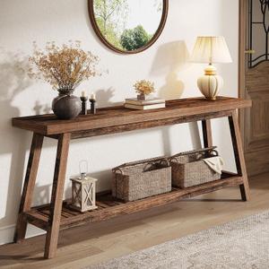 Tribesigns 70.86-Inch Console Table for Entyrway, Farmhouse 2-Tier Entry Entrance Table, Narrow Long Sofa Table Behind Couch, Rustic Brown