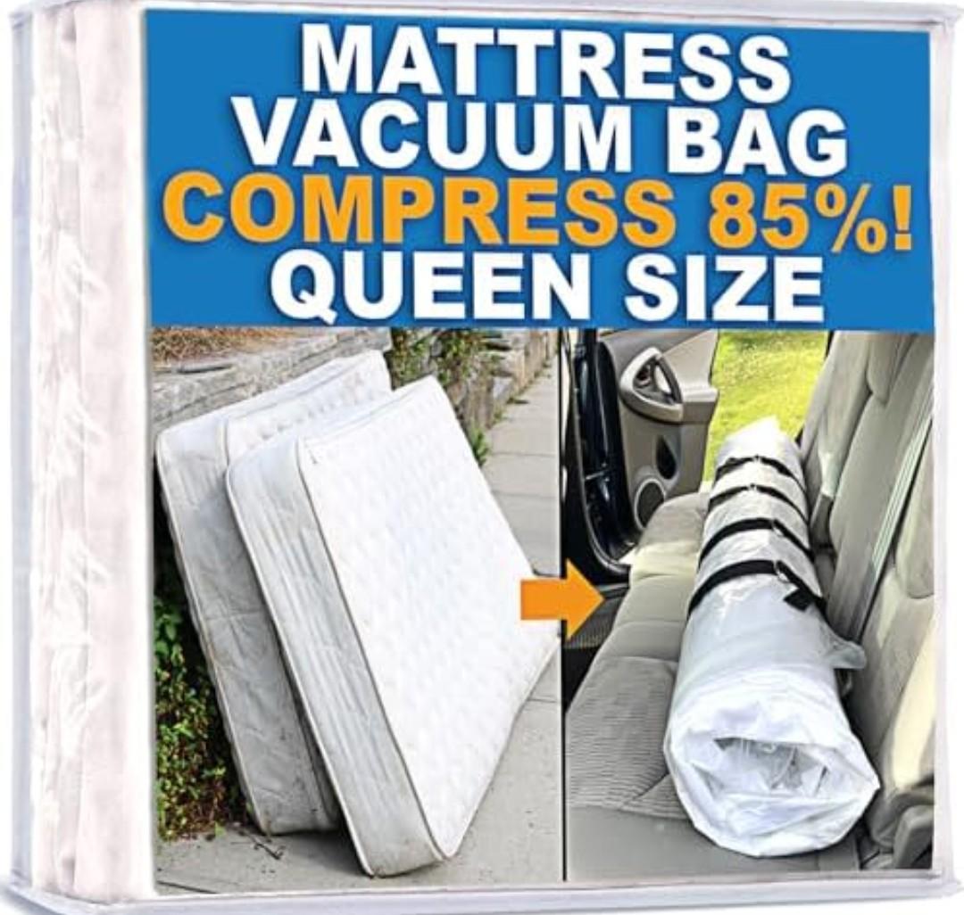 Mattress Vacuum Bag for Moving, Vacuum Seal Mattress Bag for Memory Foam or Inner Spring Mattresses, Compression and Storage for Returns, Leakproof Valve and Double Zip Seal (Queen/Full/Full-XL)