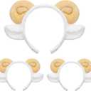 3Pcs Plush Goat Ears Headbands for Adults Adorable Sheep Horn Hair Accessories for Cosplay Birthday Halloween Parties Durable Stylish Farm Headwear