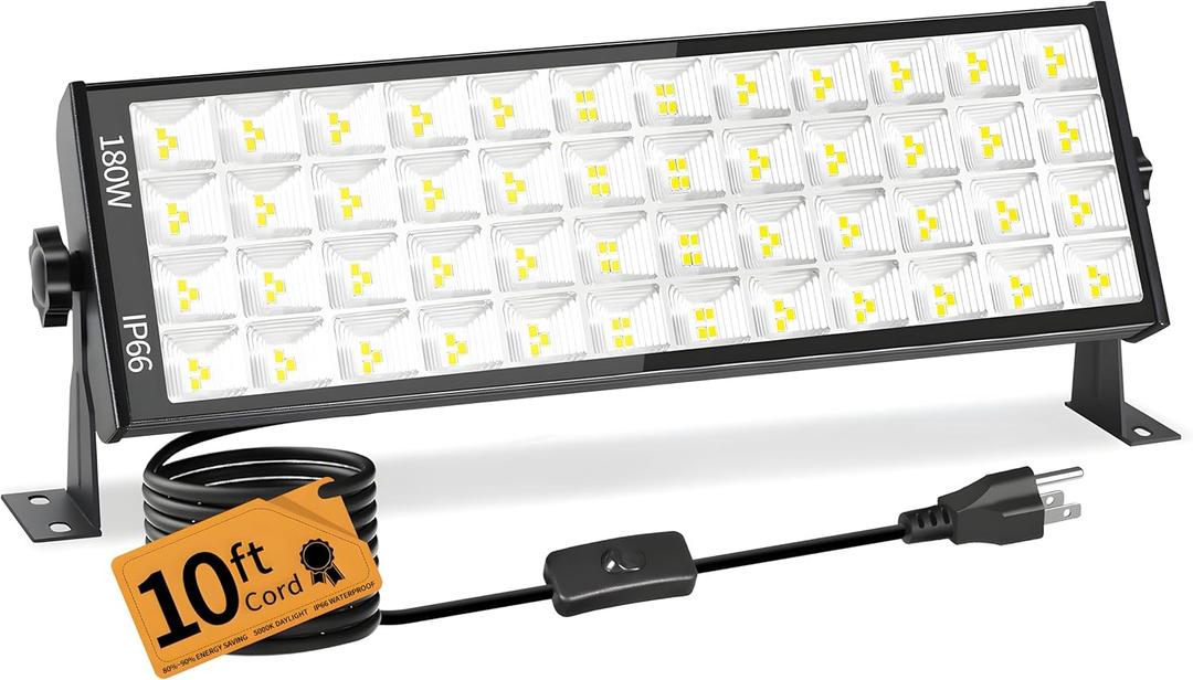 180W LED Shop Lights with 10FT Cord, Swtich, Aluminum 20000LM Ultra-Bright Garage Light, 5000K Daylight, IP66 Waterproof Bay Lighting for Garage, Workshop, Warehouse, Outdoor (1 Pack)