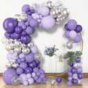 Amandir 153pcs Purple Balloon Garland Arch Kit, Different Sizes 18 12 10 5 inch Lavender Latex Metallic Confetti Silver Balloons for Girls Women Wedding Birthday Baby Shower Party Decorations Supplies