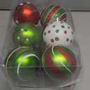 DIYDEC 12pcs Christmas Balls Ornament 3.15Inch Polka Dot Hanging Xmas Balls for Tree Decoration Glittering Red Green and White Plastic Christmas Baubles for Home Indoor Holiday Party Decor