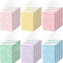 SilTriangle 24 Pcs Glitter Pastel Party Favor Bags with Handles Pastel Christmas Gift Bags Bulk Colored Paper Goodie Packaging Birthday Holiday Party Supplies, 5.91 x 3.15 x 8.27 Inches, 6 Color