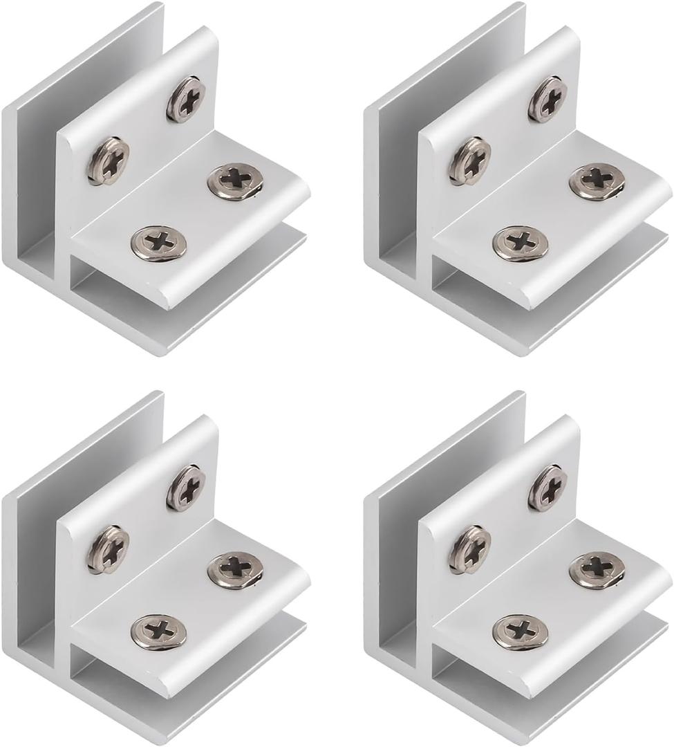 INCREWAY 4pcs Aluminum Alloy Glass Clamp, 5-8mm Thick Glass, 90 Degrees, Silver