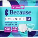 Because Unisex Premium Overnight Plus Pull Up Underwear - Extremely Absorbent, Soft & Comfortable Nighttime Leak Protection - White, XX-Large - Absorbs 6 Cups - 9 Count