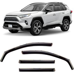 CLIM ART in-Channel Incredibly Durable Rain Guards for Toyota RAV4 2019-2025, Original Window Deflectors, Vent Deflector, Vent Window Visors, Dark Smoke Car Accessories, Pack of 4 - 619152