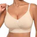 FeelinGirl Bras Seamless Bralettes for Women: Wireless Comfortable Full Coverage Supportive Everyday Bra, Light Beige, L