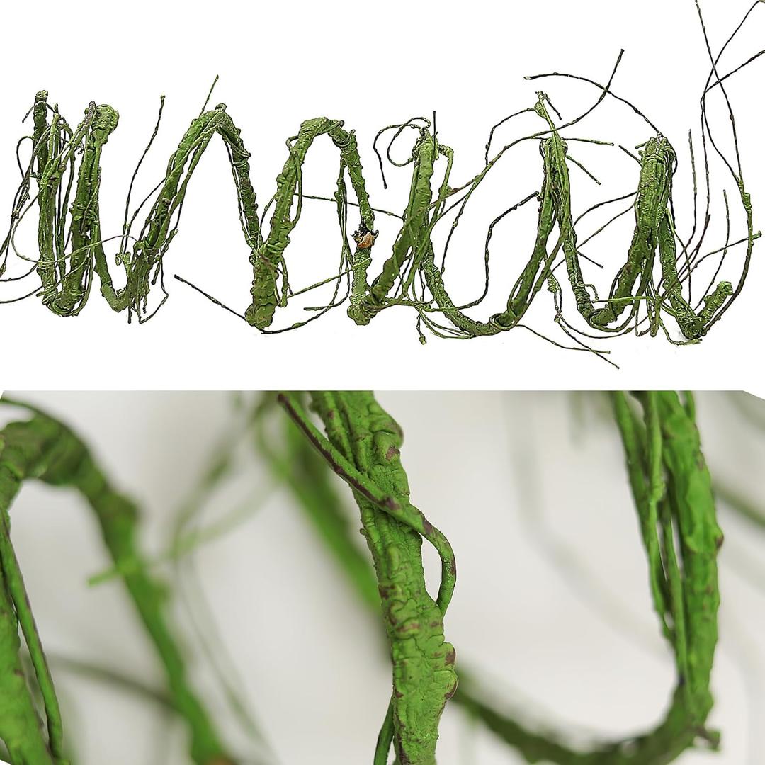 Small Green Artificial Tree Branches Grapevine Garland Ivy Willow Vines Plants Fake Cherry Blossom Tree Trunk Twigs for Wall Hanging Forest Room Home Wedding New Year Decoration