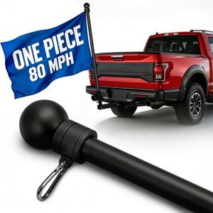 One Piece Stainless Steel Flag Pole for Outside House, 80 MPH Heavy Duty Flag Pole for Truck, 5FT Outdoor Flagpole for Porch, Wall, Jeep, Trailer, 1 Inch Flagpole (1, Black)