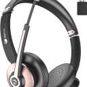 Earbay Bluetooth Headset with Microphone, Wireless Headset with Noise Cancelling Mic, On Ear Headphone with USB Dongle & Mute Button, 26hrs Talk time for PC/Office/Zoom/Skype Rose Gold