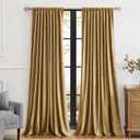 Gold Velvet Curtains 84 inch Long for Living Room,Luxury 2 Panels Room Darkening Rod Pocket Back Tab Curtain Elegant Thermal Insulated Heavy Soft Soundproof Decorative Window Drapes for Bedroom, 52"W x 84"L