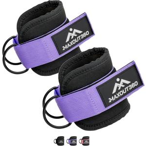 2 x Gym Ankle Straps for Cable Machines, Thick Padded Ankle Cuff Cable Attachment for Booty Workouts, Kickbacks, Hip Abductors, Lower Body Exercises