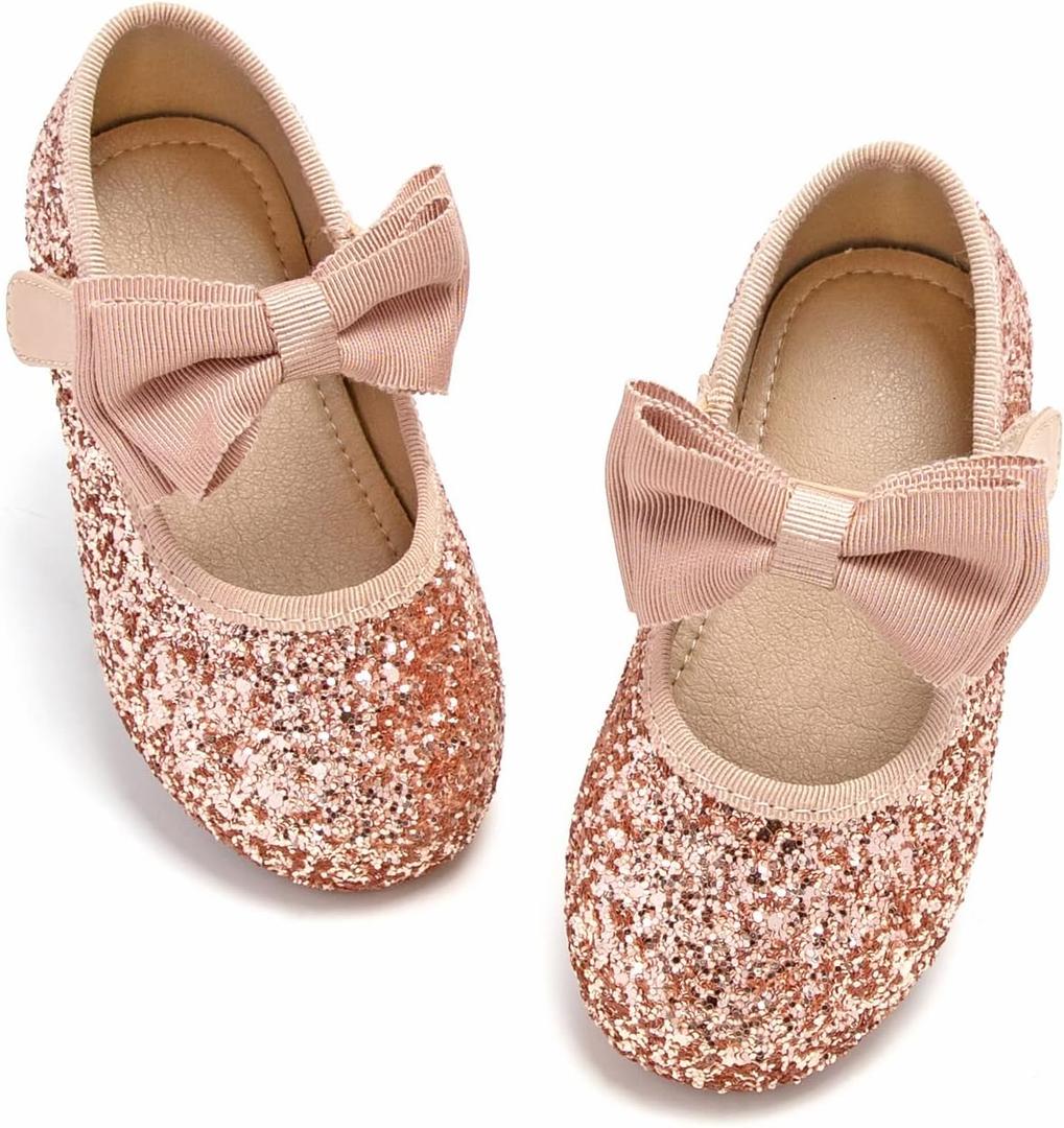 GINFIVE Toddler Girls Dress Shoes Mary Janes Ballerina Flats for Girls Shoes Toddler (Gf381-pink)