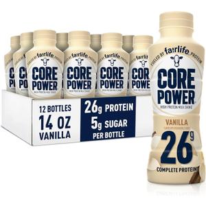 Core Power Protein Shake, Vanilla, 26g Bottle, 14oz, 12 Pack (EXP 03/02/27)