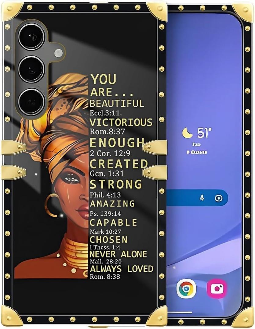 DAIZAG Compatible with Samsung Galaxy S24 Plus/S25 Plus Case,Black Girl in The Hijab Golden Decoration Soft TPU Protective Cover Shell Case Anti-Scratch for Samsung Galaxy S24 Plus/S25 Plus