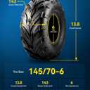 PHILTOP 145/70-6 ATV UTV Tires, 4-Ply Super Mud 145/70-6 ATV All-Terrain Tires for Riding Mowers, Golf Carts, Off-Road,2 Pcs,Tubeless (Z-120)
