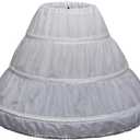 RULTA Girls' 3 Hoops Petticoat A-line Full Slip Flower Crinoline Underskirt. (White)