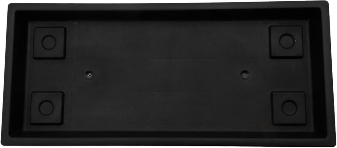 The HC Companies Venetian Rectangular Plant Tray - Lightweight Plastic Plant Saucer - Plant Drip Trays for Drainage - UV Resistant Pot Saucer for Indoor & Outdoor Use (23.5" Black, Pack of 1)