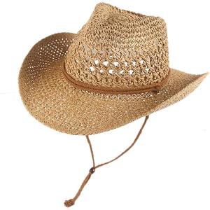 Straw Cowboy Hat Wide Brim Sun Beach Cowgirl Hat for Women and Men Summer Western Cowboy for Travel Outdoor Family