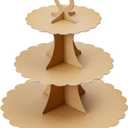 Soleebee 3-Tier Cupcake Stand, Cardboard Cupcake Tower, Dessert Cup Cake Stand Tower for Birthday Wedding Party Decoration, Cupcake Tier Stand 1 Set (Brown)