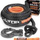 ALL-TOP Synthetic Winch Rope w/Hook & Isolator, 9/16in x 76ft, 35000Lbs UHMWPE Cable Replace Kit, Forged Hook & Rubber Stopper & Safety Pull Strap