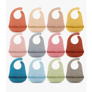 Mepase 12 Silicone Bibs Waterproof Silicone Baby Bibs Soft Adjustable Baby Feeding Unisex Kid Eating Supplies