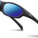 RIVBOS Polarized Sunglasses UV400 Protection for Men's and Women's Fishing, Cycling, and Outdoor Activities RB832 (Black Frame /Ice Blue Lens)