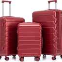 Hardshell Luggage Sets, Lightweight Stripes Suitcases with Spinner Wheels, Red-220