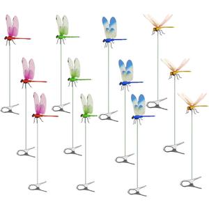 2 x 12 Pack Dragonfly Clip,Fake Dragonflies, Humming Bird Stakes Fake, Plastics Dragonfly for Garden Stakes Decor Yard Ornaments for Hat,Deer and Horse,Fly Scare Devices for Indoor Outdoor