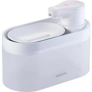 ELECOM Silent Cordless Automatic Pet Water Fountain, 2.5L Capacity, Motion Sensor & Timer Mode, Rechargeable 5200mAh Battery, 3-Layer Filtration, for Cat and Small Dog (White)