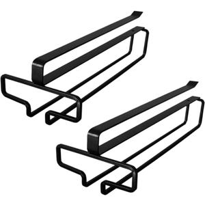 2 Wine Glasses Holder, 10 Inch Punch-free Glass Rack Holder Cabinet Storage Space-Saving for Kitchen Bar Home Wine Lovers (White) (Black)
