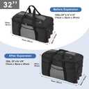 32-inch Rolling Duffle Bag with Wheels and Handle, 105L-130L Expandable Water-resistant Travel Bag, Foldable Travel Bag with 3 Spinner Wheels(Grey,XL)