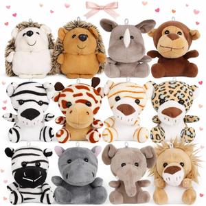 Spoilu Valentines Day Gifts for Kids, Small Stuffed Animals Bulk, 12 Pack 4.5 Inch Mini Plush Toys, Treasure Box Toys for Classroom, Party Favors for Kids, Plush Keychain, Claw Machine Prizes