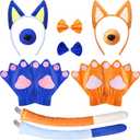 10 Pcs Blue Dog Costume Set for Adult Halloween Dog Costume Blue Ears Headbands Tails Family Dress up Party Cosplay