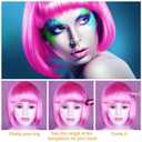 2 x PLULON Peach Pink Bob Wig and Sunglass Set, Neon Short Bob Wig Sunglass Pack Costume Colorful Cosplay Wig Hairpieces for Bachelorette Neon Party Favors, Halloween Decorations