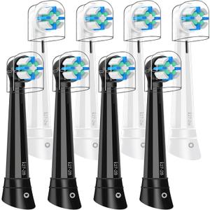 8 Pack IO Replacement Heads Compatible with Oral B IO 2/ 3/ 4/ 5/ 6/ 7/ 8/ 9/ 10/ Deep Clean Series Electric Toothbrushes, Brush Heads Compatible with Oral B iO (Black/ White)