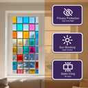 IVN Window Privacy Film Pastel Diamond Stained Glass Window Film Decorative Static Cling Non Adhesive Removable Reusable Window Cling for Bathroom Shower Windows Anti Glare UV Blocking 17.7x39.3 Inch