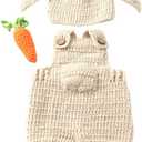 Newborn Easter Outfit Boy Photography Props Baby Bunny Handmade Crochet Rabbit Set Knit Hat Diaper Carrot Set for Kids