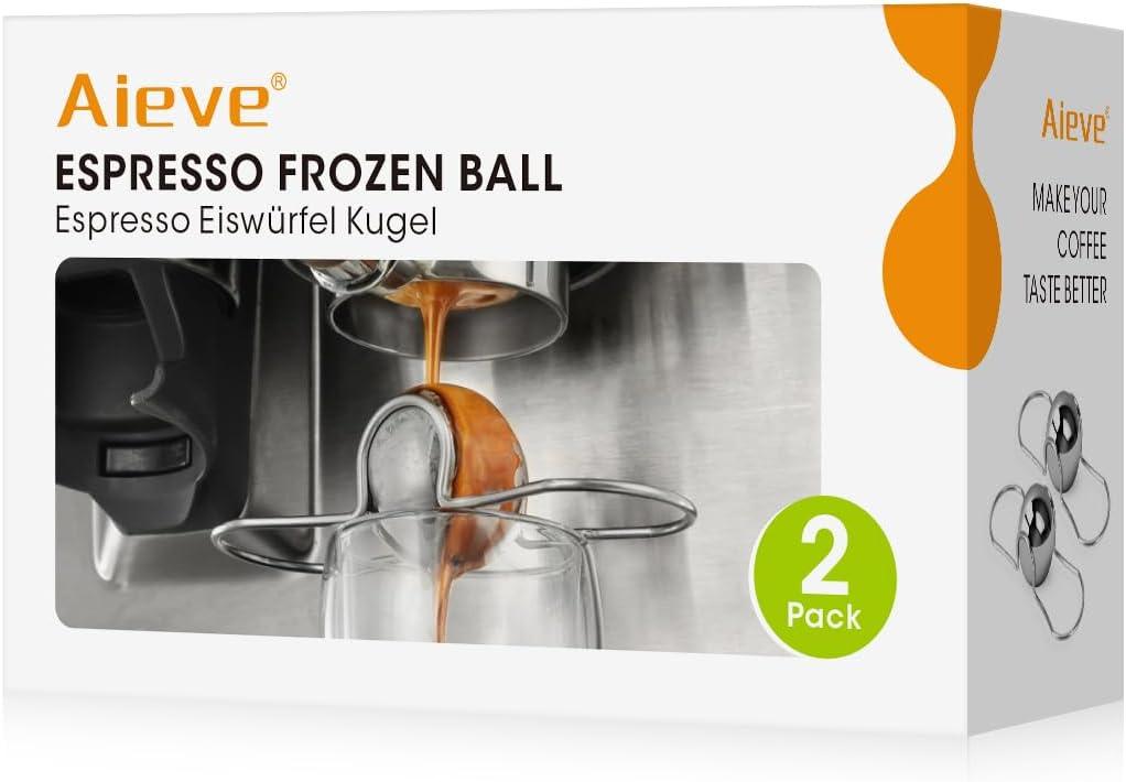 AIEVE 2 Pack Espresso Cooling Ball, Stainless Steel Frozen Ice Rock for Coffee, Espresso Accessories Extract Brew Chilling Tool Chiller Gift for Birthday, Valentine's Day, Christmas
