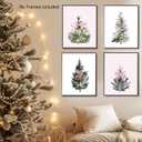 foedor Coquette Pink Bow Themed Gifts Prints,Pine Tree Decor,Pink and White Room Decor,Pine Tree Wall Art for Home Office,Coquette Wall Decor for Holiday Bathroom Bedroom,12x16,Set of 4