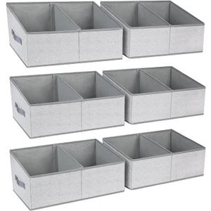 DIMJ Large Closet Shelf Organizer Bins 6 Packs with Handles and Divider, Fabric Trapezoid Storage Baskets, Foldable Clothes Containers Box for Shelf, Towel, Book, Toy, Purse, Hats, Grey (6 Bins 16.5"x11"x7.8", Silver Gray)