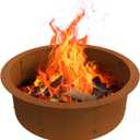 Fire Pit Ring Outdoor Wood Burning Fire Pit Liner 35.4 Inch Camping Fire Ring Corten Steel Firepit Ring Heavy Duty Campfire Ring Above or In-Ground for Bonfire Outdoor Backyard