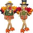 Stuffed Turkey Thanksgiving Table Decor Turkey Couple Doll Thanksgiving Decorations Outdoor Handmade Tabletop Decor Kit for Home Fireplace